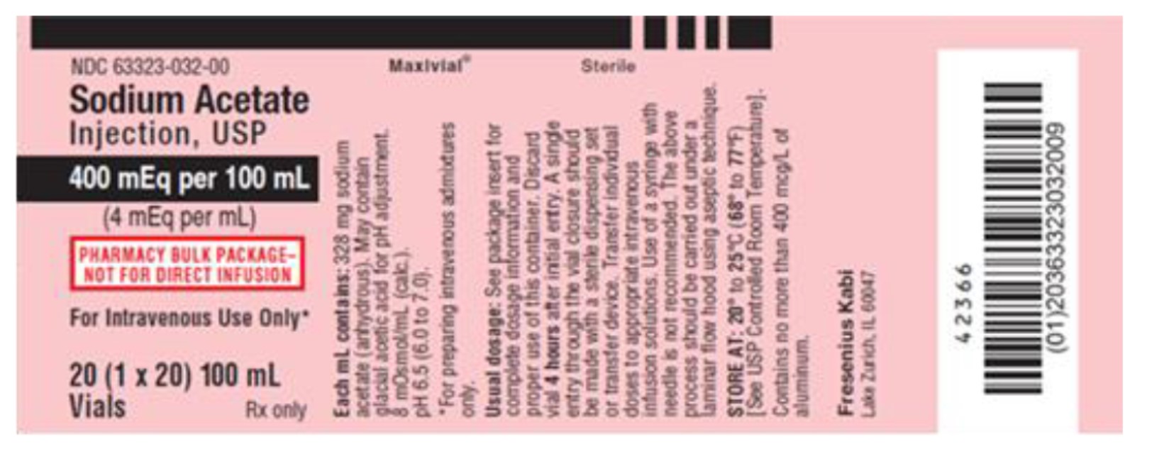 Sodium Acetate Injection Label 1